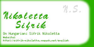 nikoletta sifrik business card